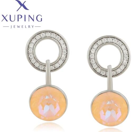 Xuping Jewelry Fashion New Arrival Rhodium Color Crystals Earrings for Women Girl Party Gift A00390406