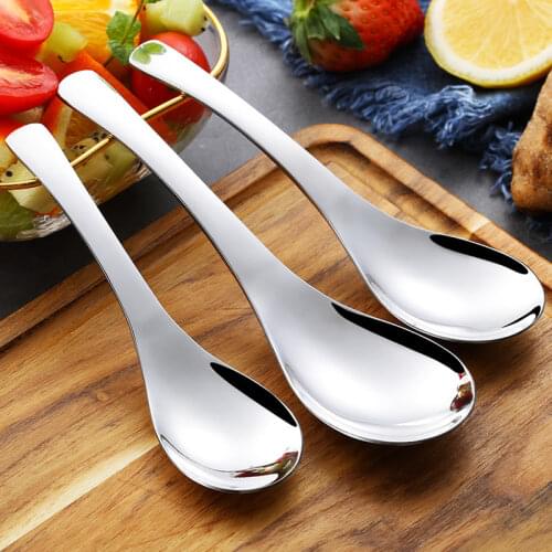 1Pc Soup Spoon 3 Sizes Stainless Steel Spoon Large Small Kitchen Metal Spoon Kids Ice Cream Dessert Dinner Soup Spoon Tableware