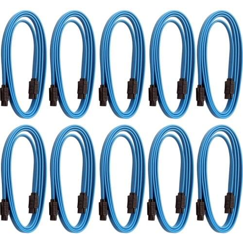 10 Pcs SATA Cable SATAIII 6Gbps Double Head with Buckle Shrapnel Fixed Straight Optical Drive Hard Disk Serial Cable 1M