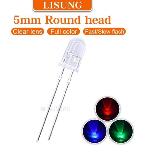 1000Pcs/Bag 5mm Rgb Led 2 Legs Fast Slow Flashing Round Water Clear Lens Fullcolor Led Diode 2pins Through Hole