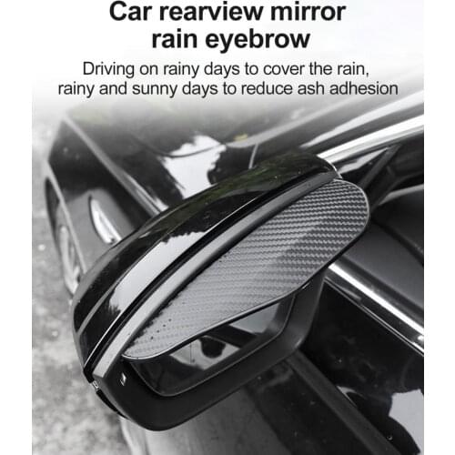 2pcs Carbon Fiber Car Rear View Mirror Sticker Rain Shield Guard Auto Rearview Mirrors Rain Shade Rainproof Eyebrow Cove