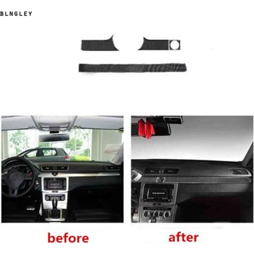 3pcs/lot Epoxy glue carbon fiber grain Central control instrument panel cover for 2012-2016 Volkswagen VW passat B7 passat CC