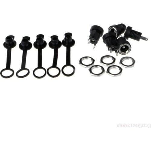 5 Pcs DC-022B Power Supply Jack Socket Female Panel Mount Connector 5.5 x 2.1mm w/Cap #RW1209