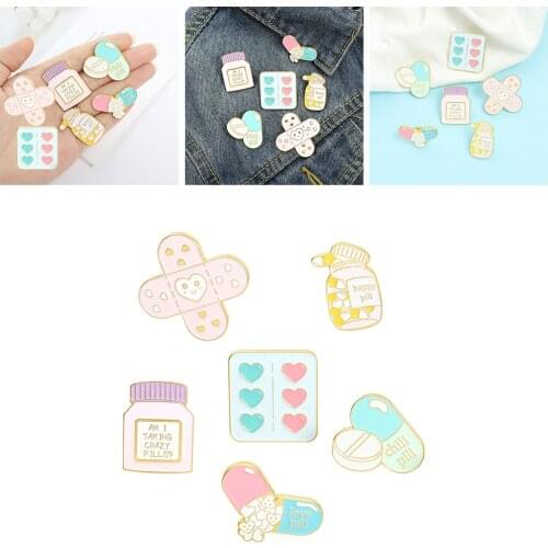 6Pcs Fashion Alloy Safty Brooch Pins Accessories for Backpack Women Girls Brooches Lapel Pin Badge Jewelry Gift