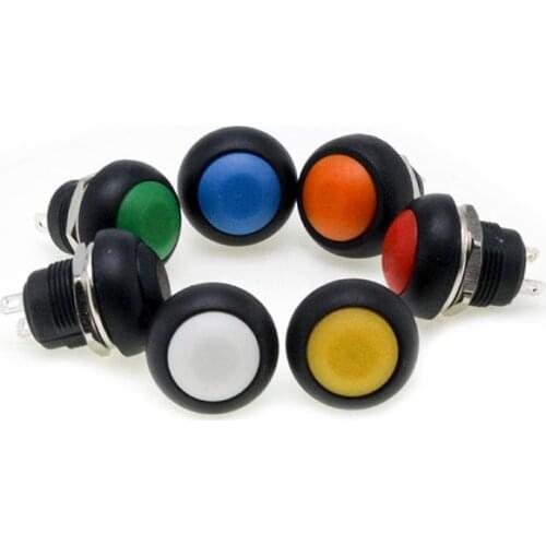 7pcs/lot 12mm Push Button Switch Metal Tactile Self-Reset Non-locking Micro Interruptor Bouton Poussoir Waterproof Round Copper