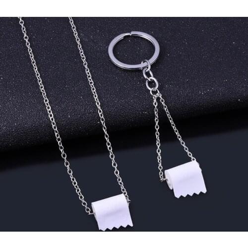 Toilet Roll Paper Keychain Handmade Creative Tissue Key Chain for Women Men Jewelry Accessories