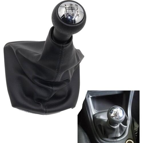 Chrome & Leather Car Shift Gear Knob Lever Gaitor Boot Cover For Peugeot 206 306 307 308 3008 Citroen Saxo C2 C4 Picasso PU