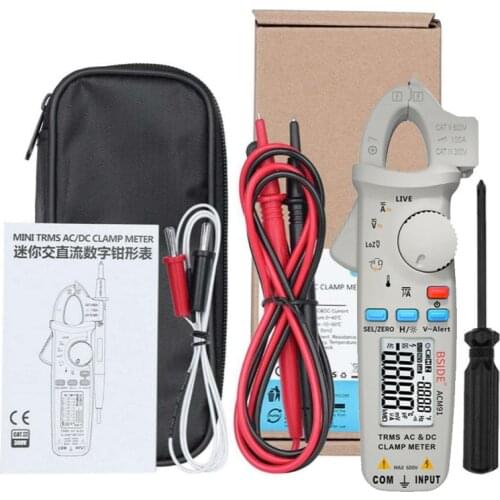 ACM91 Digital Clamp Meter AC/DC Current 100A 1mA True RMS Auto Range Live Check NCV Temp Frequency Capacitor Tester Multimeter