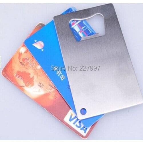 DHL Freeshipping 400pcs Polybag Packing Wallet Size Stainless Steel Credit Card Bottle Opener