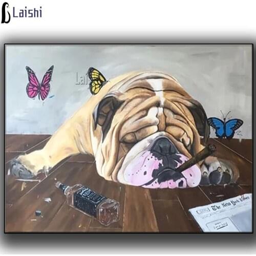 Full Square round Diamond Creative French Bulldog Diamond Painting Embroidery Cross Stitch kit animal diamond Mosaic Home Decor