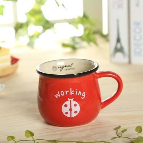 Retro Ceramic Cup Creative European Style Breakfast Mug Enamel Milk s Cute Mugs Animal Picture Coffee Lovely Gifts