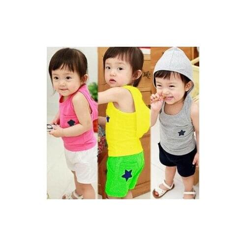 Korean Childrens Summer Five Star Suit Vest Two-piece Set Girls Set