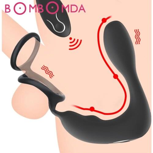 Prostate Massager Anal Vibrator Double Ring Butt Plug Wireless Remote Adult Products Delay Ejaculation Ring Sex Toys for Men