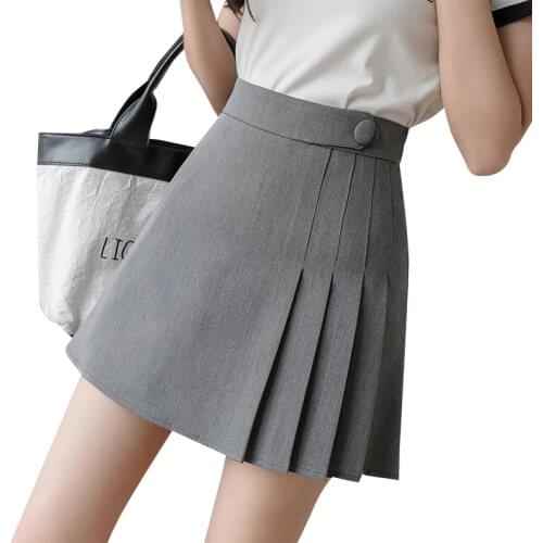 Spring Summer MIni Skirts for Women High Waist Slim Korean Pleated Shorts Skirts School Uniform Black Grey Kawaii Faldas Mujer