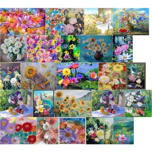 Dahlia 2 14CT 18CT DIY Cross Stitch Embroidery Kits Craft Needlework Set 11CT Printed Canvas Cotton Thread Scenery