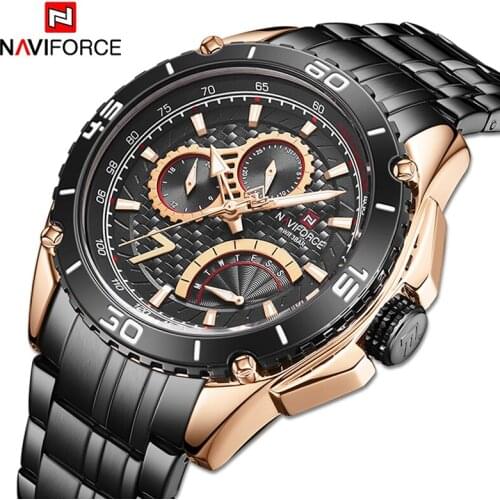 NAVIFORCE Men Watch Luxury Brand Military Sport Quartz Wristwatch Waterproof Steel Band Analog Date Clock Male Relogio Masculino