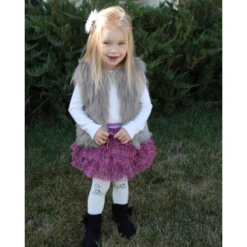 Autumn Baby Girls Winter Warm Clothing Outfits Toddler Kids Faux Fur Vest Waistcoat Thick Coat Outwear 0-6Yrs