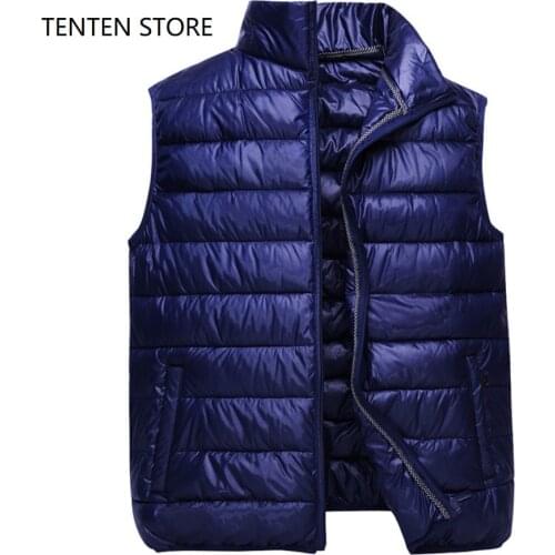 Fall Winter Plus Sizes Ultra Thin Down Cotton Puffer Vest Jacket Coats Mens Zipper High Neck Short Gilet s Jacket with Pockets