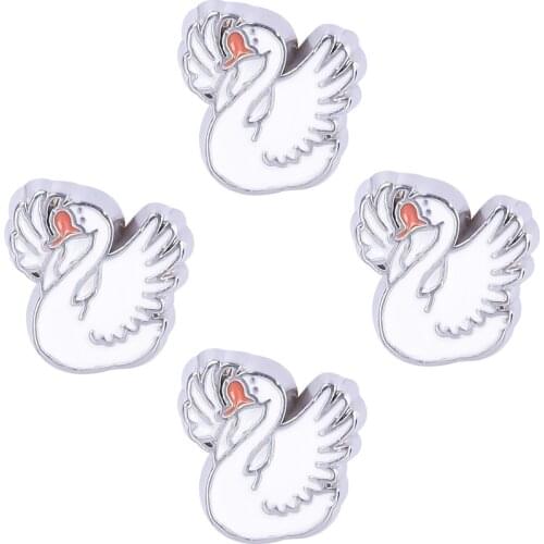 F288 White swan shape alloy floating charms for living memory glass floating locket charms DIY jewelry 20pcs/lot