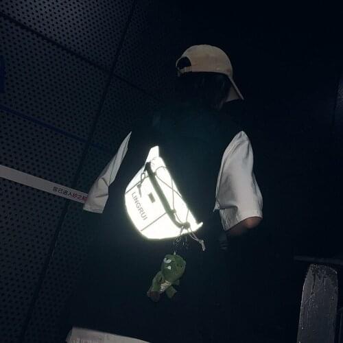 Popular Brand Bag Male Street Fashion Breast Package INS Reflective Backpack Korean-style Sports Cool Crossbody Bag Wallet