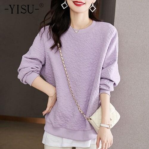 YISU Simplicity Women Loose Sweater Autumn O-Neck Tops Solid color Female Knitted pullover Long sleeve Jumper Women clothing