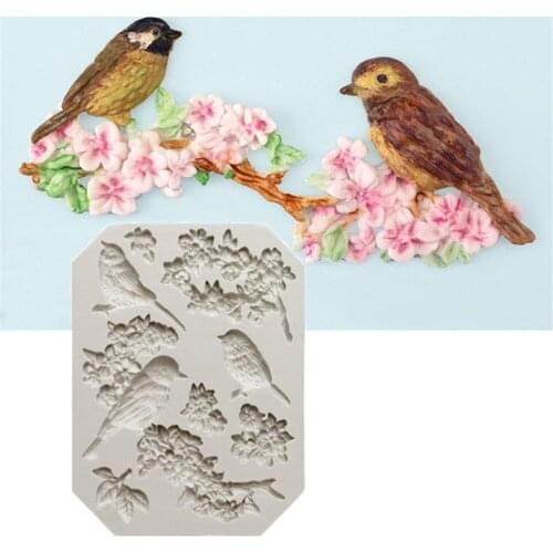 Bird and Flower Silicone Fondant Mold Cake Decor Tools Chocolate Gumpaste Mold kitchen tool cake modle tool