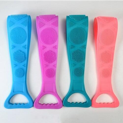 Silicone Back Scrubber Double Sided Bath Towel Bath Belt Body Exfoliating Massage For Shower Body Cleaning Bathroom Shower Strap