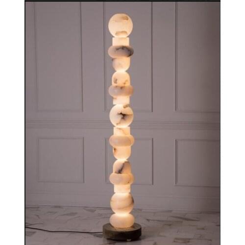 Post-modern minimalist creative natural snowflake marble LED vertical table lamp Nordic living room bedroom study floor lamp