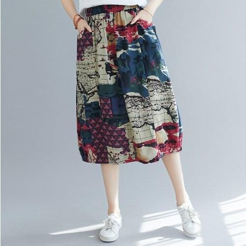 Loose Large Size Literary Celebrity Style Casual All-match Flower Bud Skirt Female Elastic Waist Skirt Harajuku Skirt
