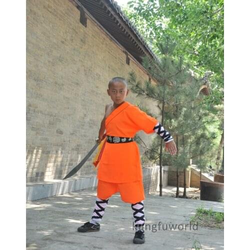 Orange Shaolin Kung fu Competition Uniform Martial arts Wushu Suit Full Sizes for Kids Adults