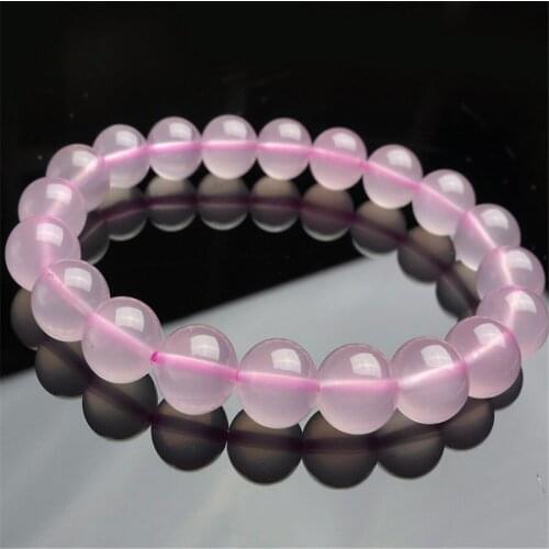 9mm Genuine Natural Pink Quartz Bracelets For Women Female Love Charm Stretch Round Crystal Bead Bracelet