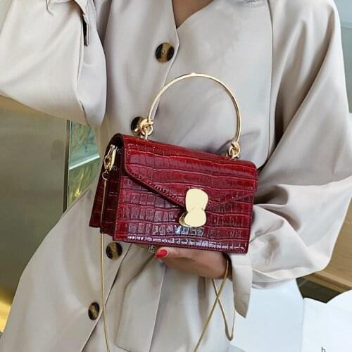 Stone pattern PU Leather Crossbody Bags For Women 2020 Fashion Shoulder Bag With Metal Handle Lady Travel Handbags Totes Purses