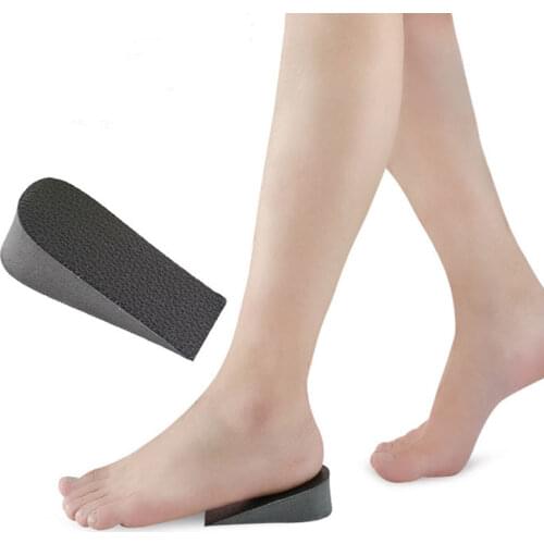 1Pair Breathable Half Insole Unisex Heighten Support Heel Insert Solid Black Shoe Insoles Pad For Women Men Increase Insoles