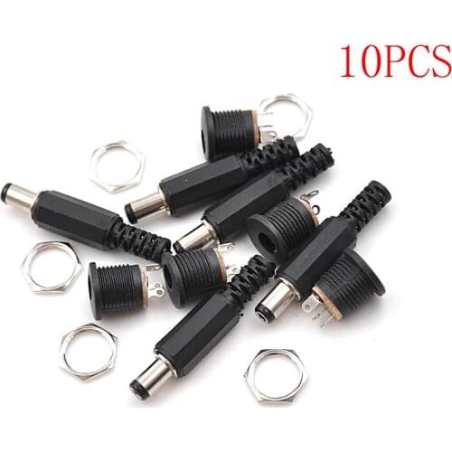 10Pcs/lot 5pcs DC Power Female Plug Jack+5pcs Male Plug Jack Socket Adapter Connector 5.5*2.5mm