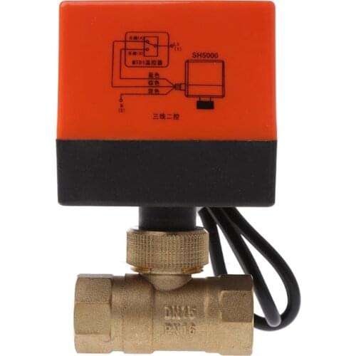 2 Way 3-Wire with Actuator 6.8x6x11.5cm 1.6MPa ZG Internal Thread Electric Motorized Brass Ball Valve DN15 AC 220V