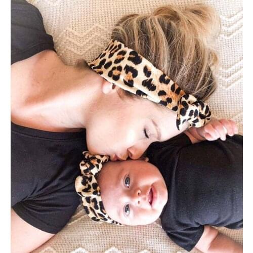 2Pcs/Set Mom & Baby Headbands Mother Baby Turban Mom Daughter Rabbit Ears Hairband Floral Print Parent-Child Hair Accessories