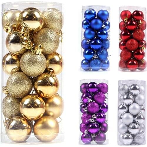 24pcs/lot 6CM Christmas Tree Decor Ball Bauble Xmas Party Hanging Ball Ornament Decorations For Home Christmas Decorations Gift