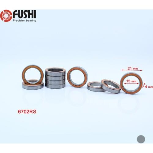 6702RS Bearing ABEC-3 ( 10 PCS ) 15*21*4 mm Thin Section 6702-2RS Ball Bearings 61702 RS 6702 2RS With Orange Sealed