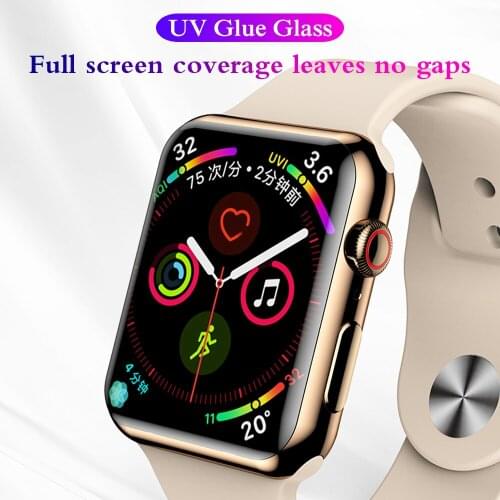 9H 3D UV Glass Nano Liquid Full Glue Tempered Glass for Apple Watch 38mm 42mm Screen Protector for Apple Watch 3 2 1 Series Film