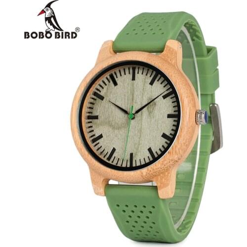 BOBO BIRD Relogio Masculino Watches Women Brand Bamboo Men Watch Silicone Band Quartz Wristwatches relogio feminino W-B06