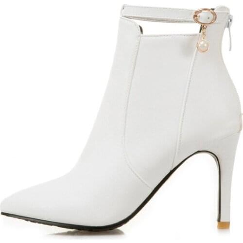 Big Size 9 10 11-16 boots women shoes ankle boots for women ladies boots Rear zipper belt buckle hydraulic drill pendant