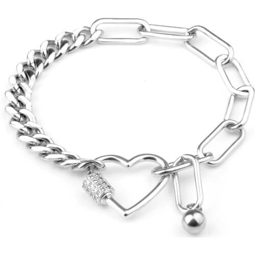 Chanfar Stainless Steel Bohemia Chain Link Viking Bracelets For Women Men New Design Punk Hip Pop Love Heart Charm Jewelry