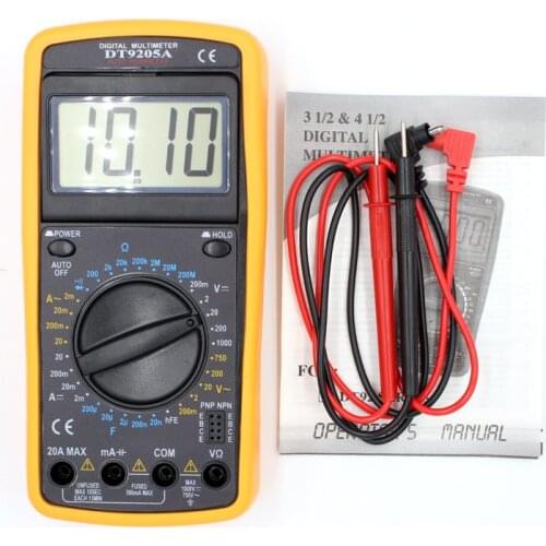 Dt9205a Professional Digital Multimeter Electric Handheld Ammeter Voltmeter Resistance Capacitance Hfe Tester Ac Dc Lcd