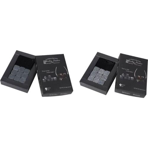 Exquisite Pack of 9 Natural Whiskey Icewine Stone, Reusable Granite /Marble Ice Cubes for Best Beverages