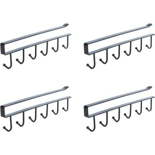 Best Creative Seamless Iron Metal Kitchen Cabinet Hook Finishing Wardrobe Storage Rack Multifunctional 6 Row Hooks