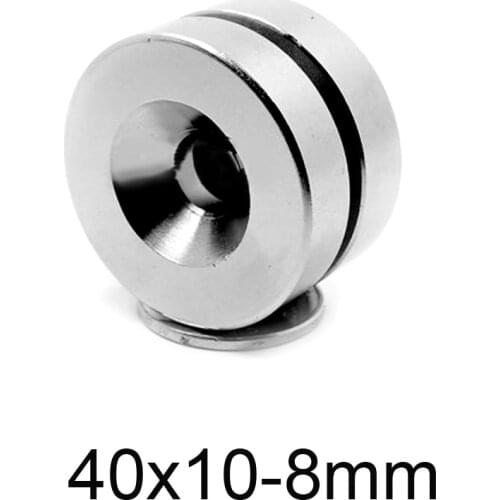 1~10PCS 40x10-8 Strong Cylinder Rare Earth Magnet 40*10 Hole 8mm Round Permanent Magnets Strong N35 40x10-8mm 40*10-8