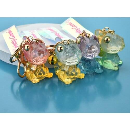 Cute Cartoon Color Acrylic Dinosaur Keychain Animal Chameleon Key Chains for Women Bag Charm Key Ring Pendant Gifts