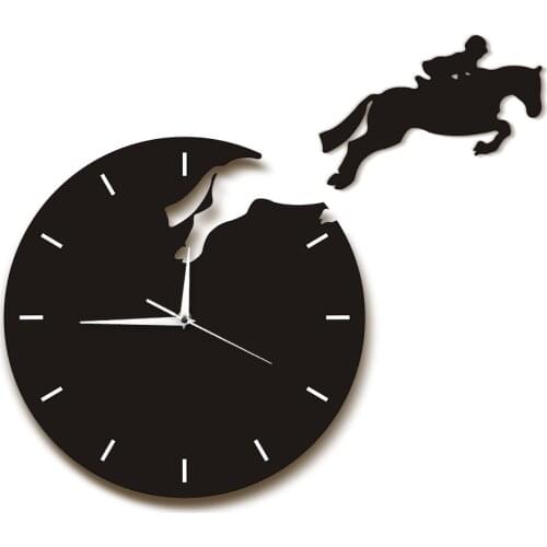 Horseriding Wall Art Horseman Jumping From The Clock Rider on Horseback Jumping Horse Wall Clock Hanging Watch Equestrienne Gift