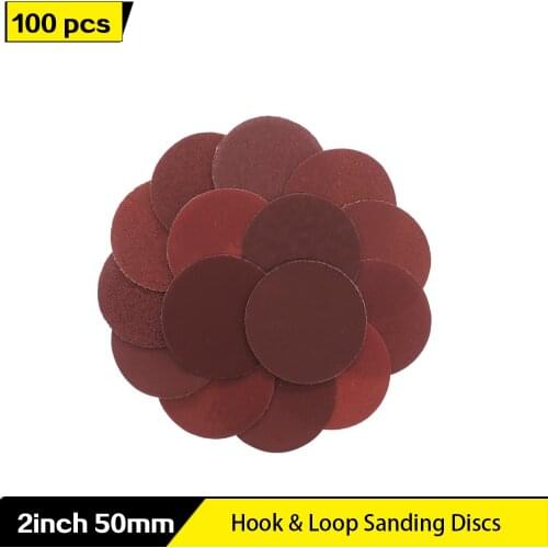 100pcs 2inch 50mm Sandpaper 60-2000 Grit Sanding Discs Round Shape Hook Loop sand paper Abrasive Polishing Tool for Woodworking