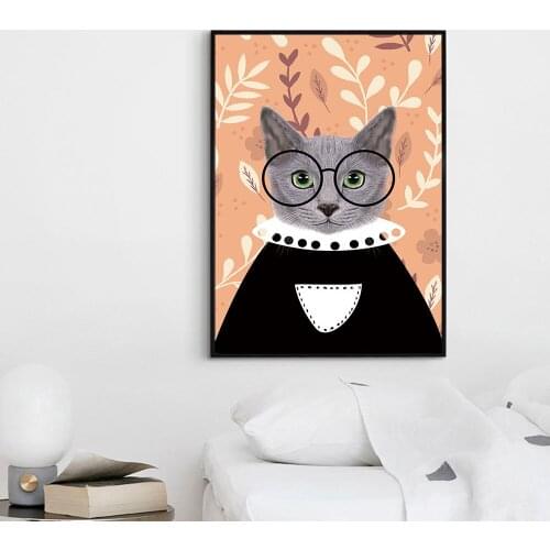 AAVV Posters Animal Canvas Paintings Oil Painting for Living Room Decor Wall Art Animal Pictures Cat Cow Horse No Frame